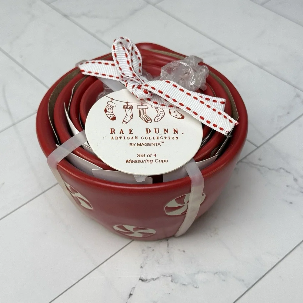 Rae Dunn Peppermint Candy Measuring Cups Magenta Christmas Collection